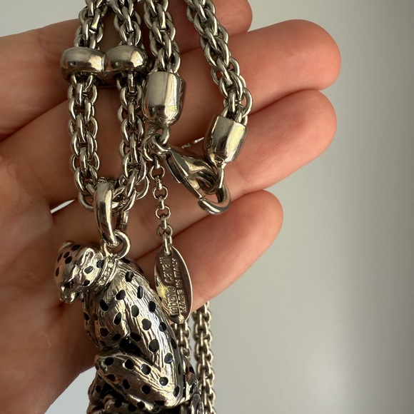 Roberto Cavalli Authentic Silver Color Chunky Panther Necklace - Picture 5 of 8